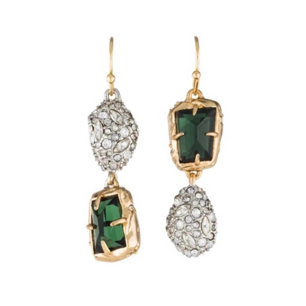 ALEXIS BITTAR • Mismatch Rocky Crystal Emerald Green Drop Earrings - Picture 6 of 6